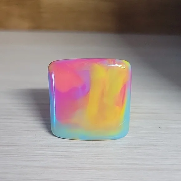 TIE DYE RETRO STATEMENT RING, METAL FREE - Picture 1 of 8